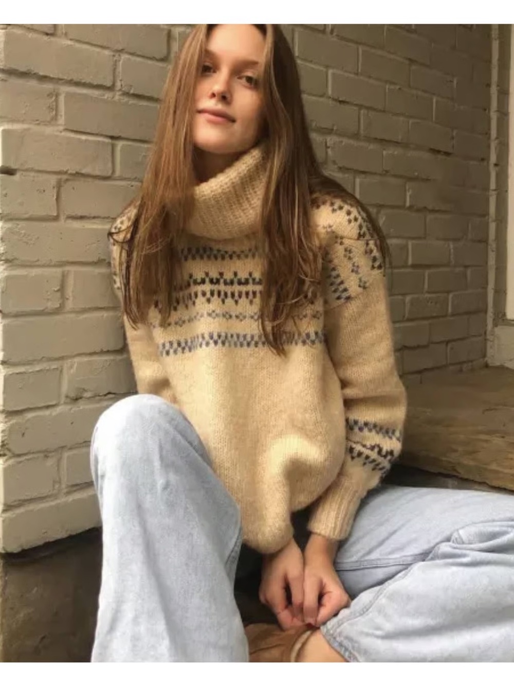Somervell Fair Isle Turtleneck Sweater Cozy Cream Turtleneck Fair Isle Sweater